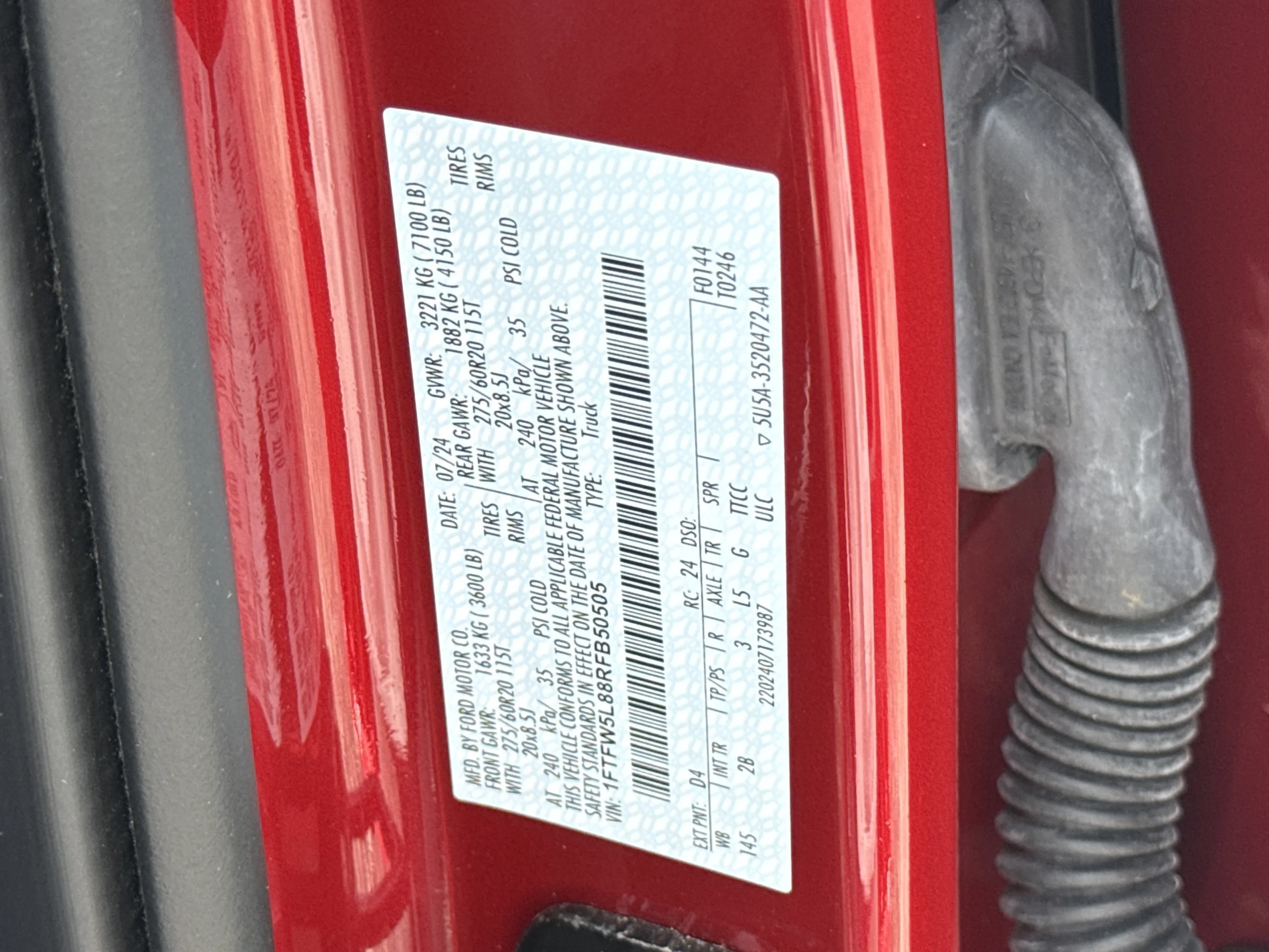 Used 2024 Rapid Red Metallic Tinted Clearcoat Ford LARIAT image 46