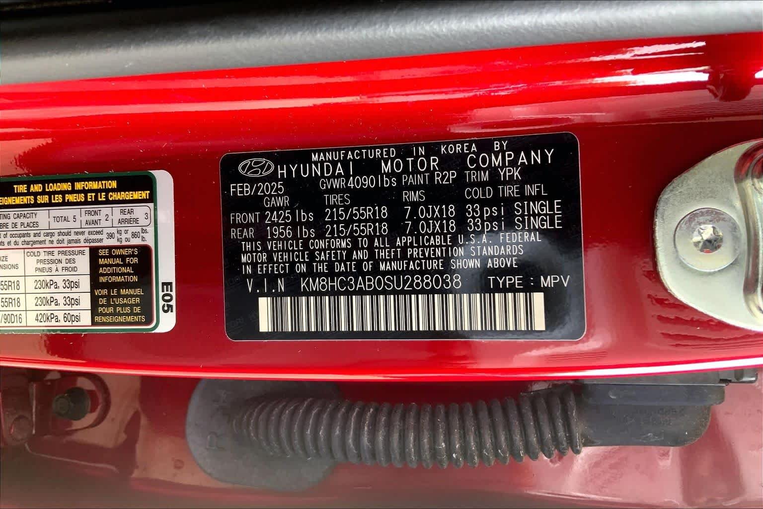 Used 2025 Ultimate Red Metallic Hyundai SEL Convenience image 30