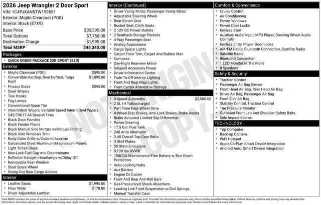 New 2026 Mojito Clear-Coat Exterior Paint Jeep Sport image 34