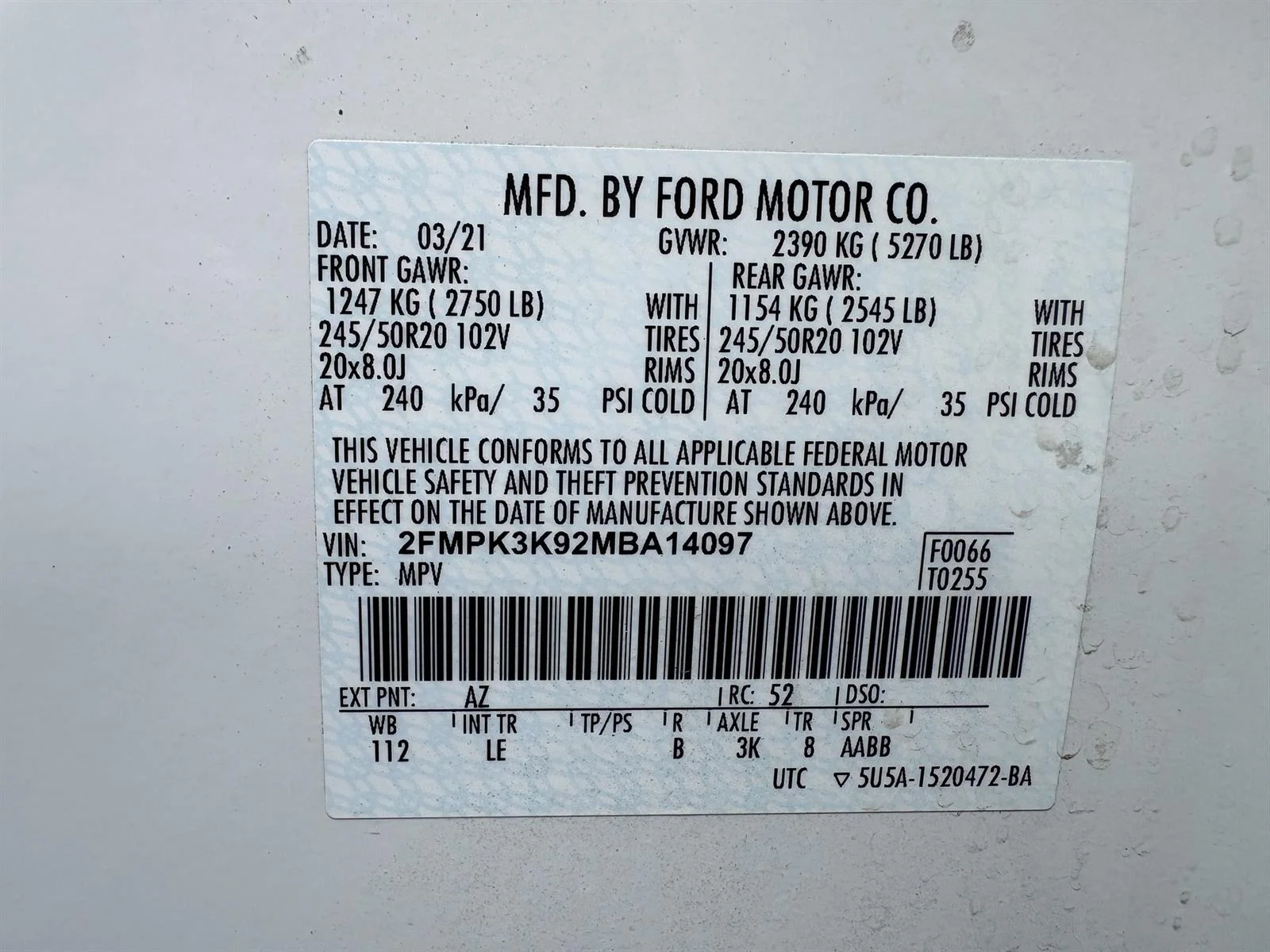 Used 2021 White Ford Titanium image 16
