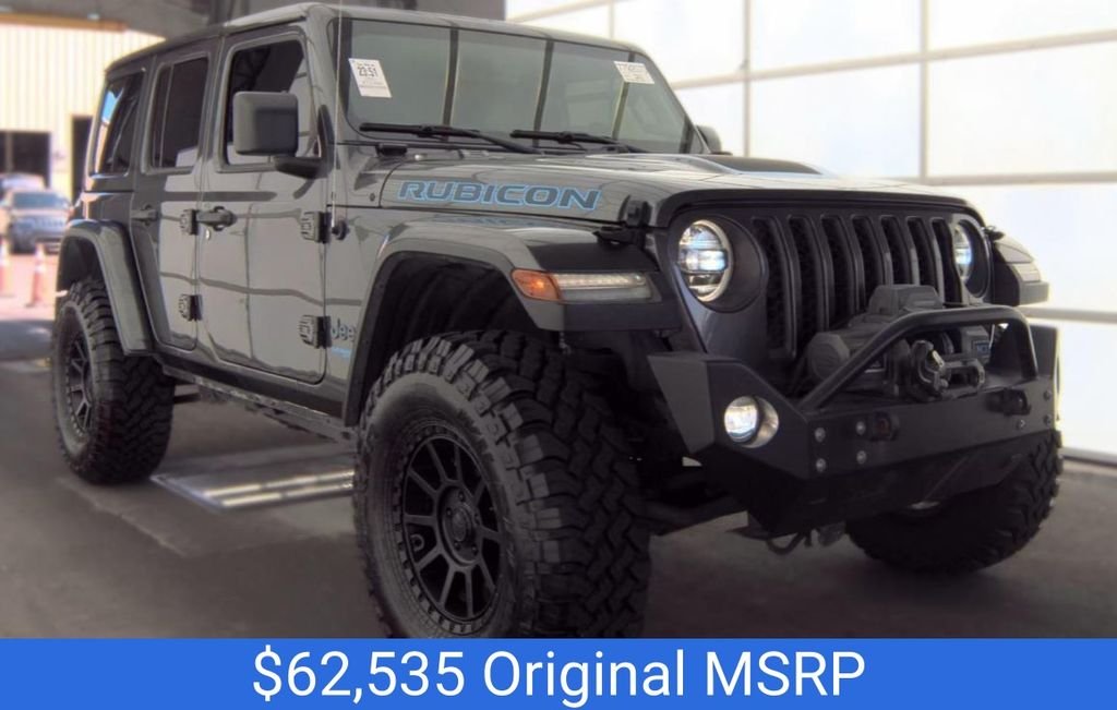 Used 2021 Jeep Wrangler Unlimited Rubicon 4XE with VIN 1C4JJXR63MW766129 for sale in Kansas City