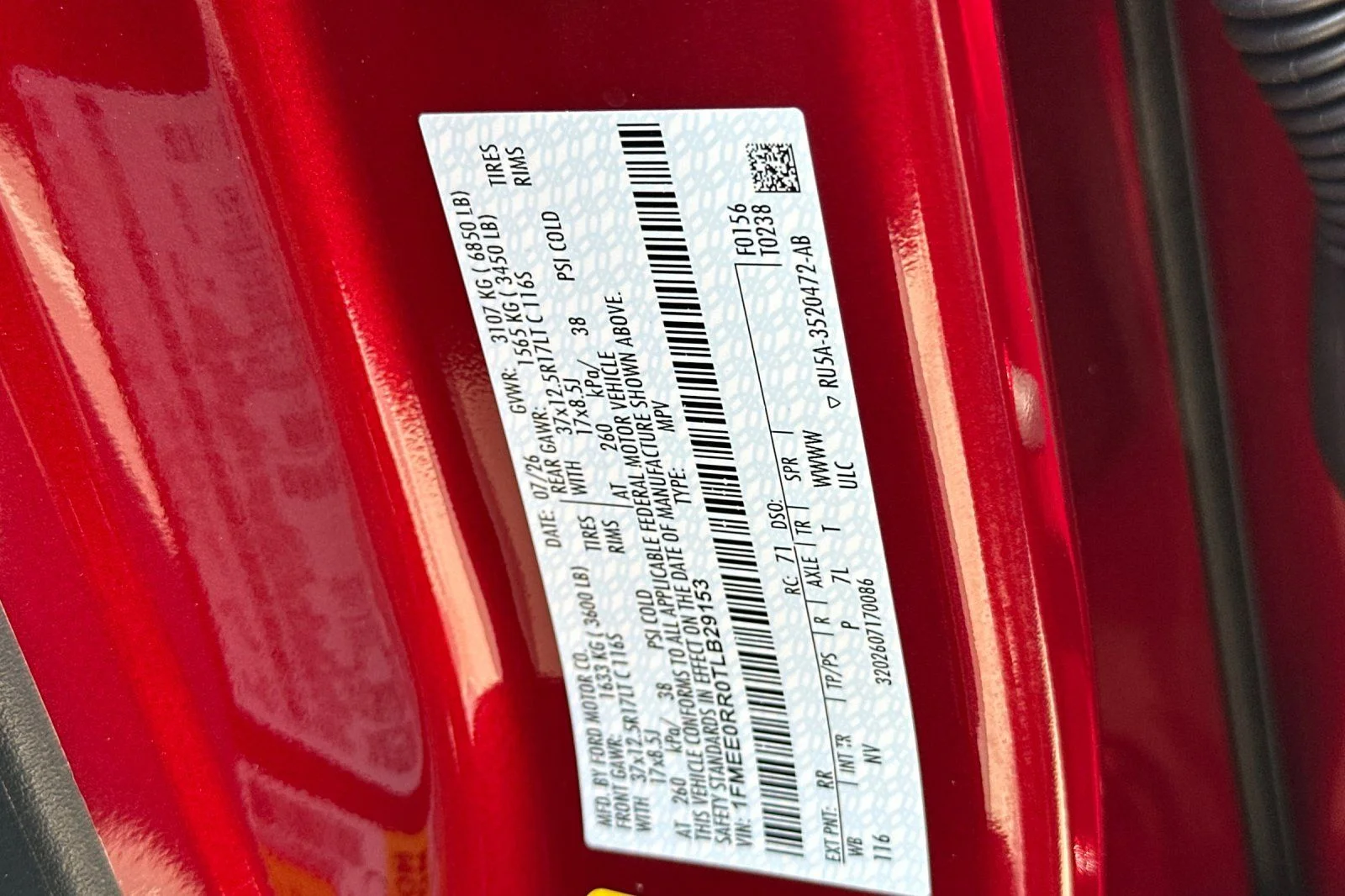 New 2026 Ruby Red Metallic Tinted Clearcoat Ford Raptor® image 27