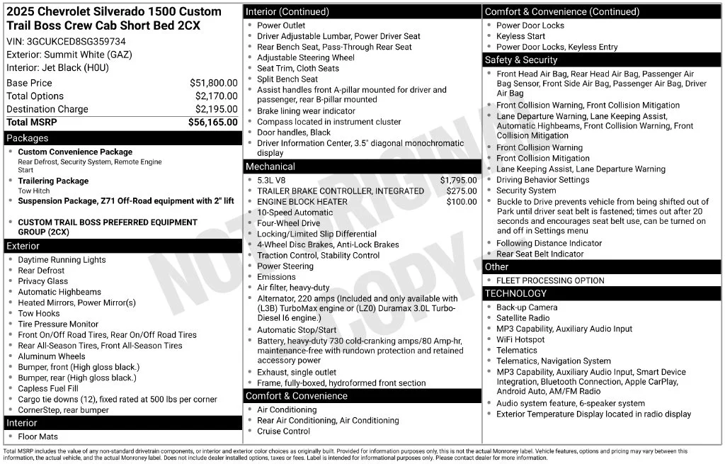 Used 2025 White Chevrolet Custom Trail Boss image 51