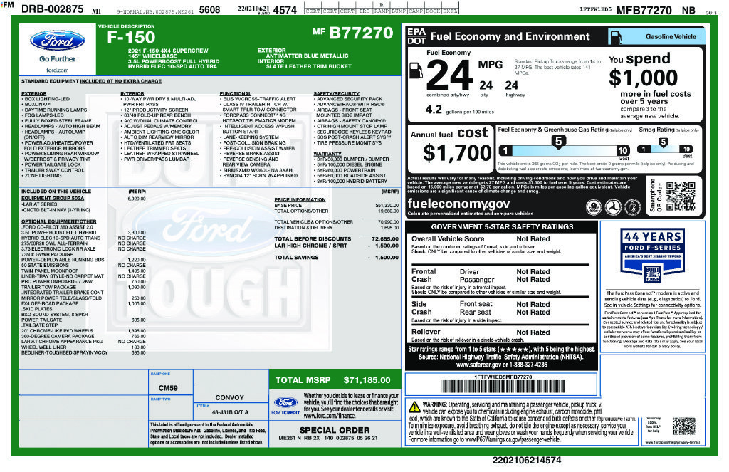 Used 2021 Blue Ford Lariat image 21