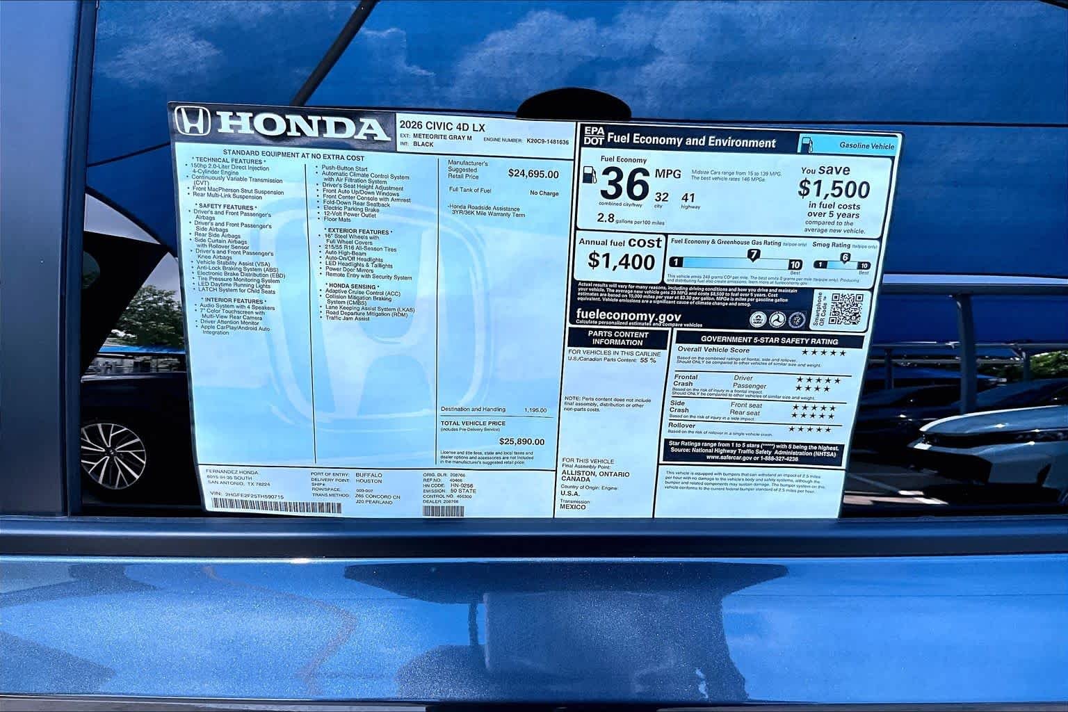 New 2026 Meteorite Gray Metallic Honda LX image 18
