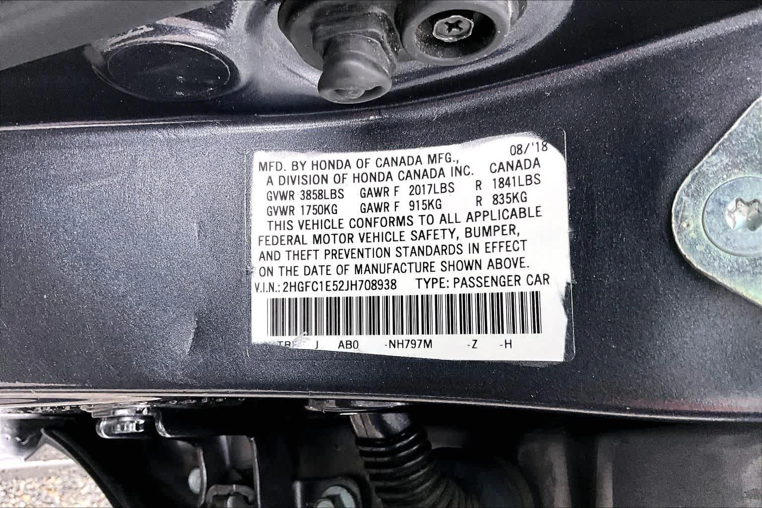 Certified Used 2018 Modern Steel Metallic Honda  image 34