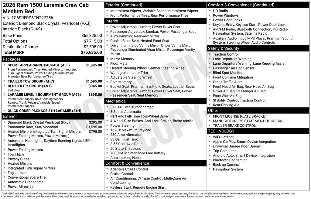 New 2026 Diamond Black Crystal Pearl-Coat Exterior Paint RAM LARAMIE image 47