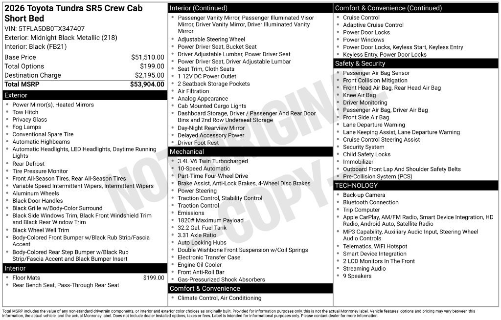 Used 2026 Black Toyota SR5 image 6