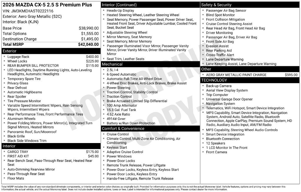 New 2026 Aero Gray Metallic Mazda 2.5 S Premium Plus AWD image 3