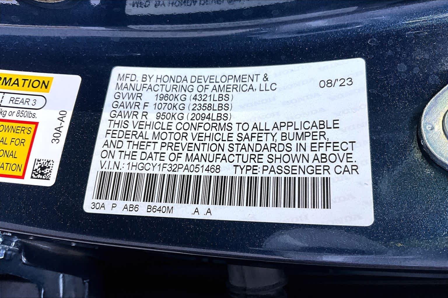 Used 2023 Canyon River Blue Metallic Honda EX image 34