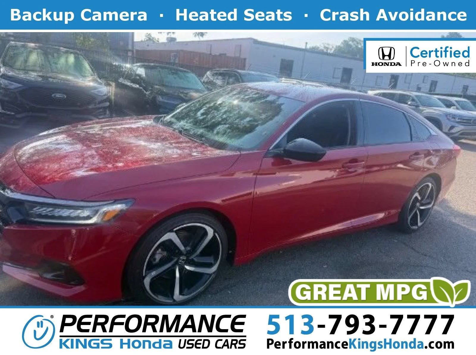 Certified Used 2022 Radiant Red Metallic Honda Sport SE image 1