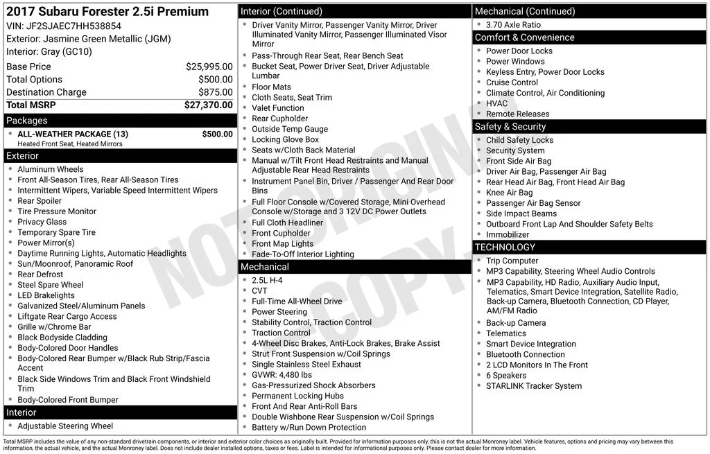 Used 2017 Green Subaru 2.5i Premium image 2