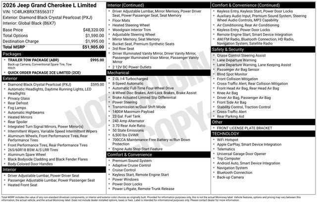 New 2026 Diamond Black Crystal Pearlcoat Jeep Limited image 31
