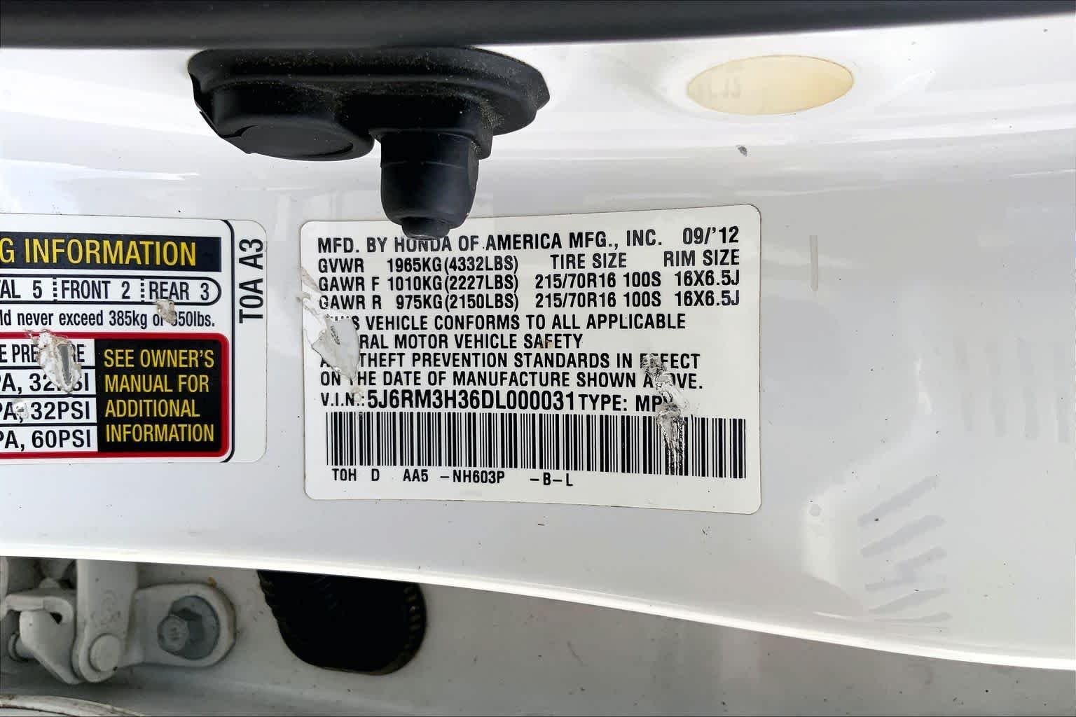 Used 2013 White Diamond Pearl Honda LX image 36