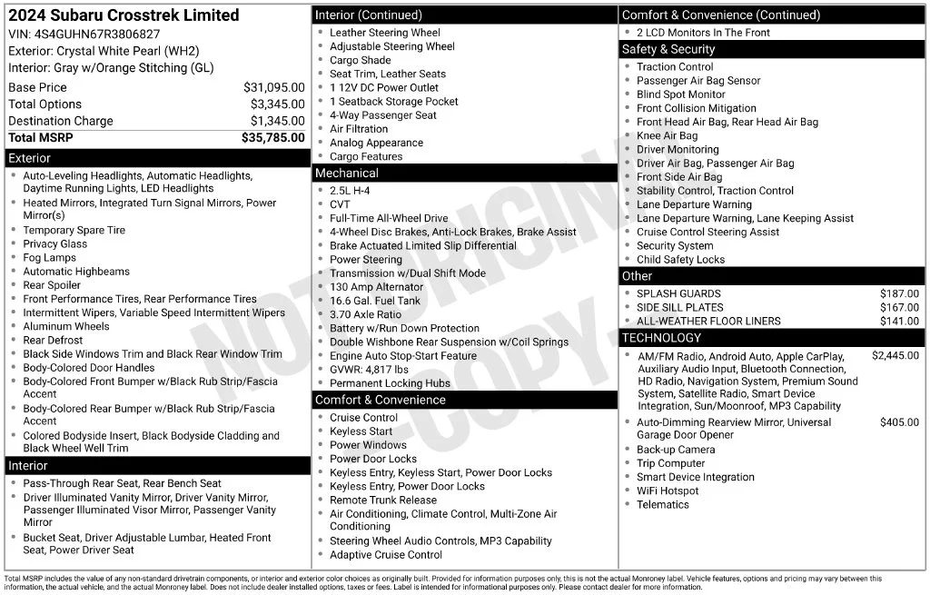Used 2024 White Subaru Limited image 6