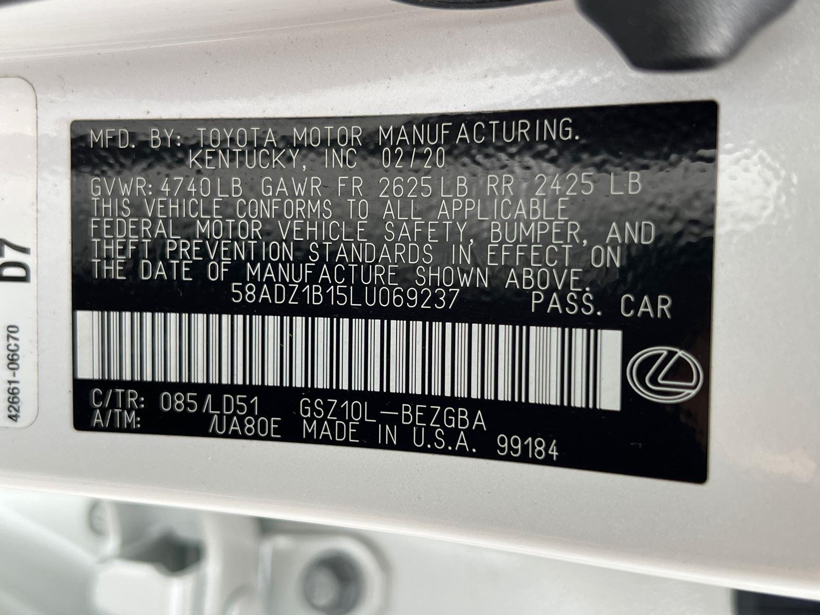 Certified Used 2020 EMINENT WHITE PEARL Lexus 350 image 34