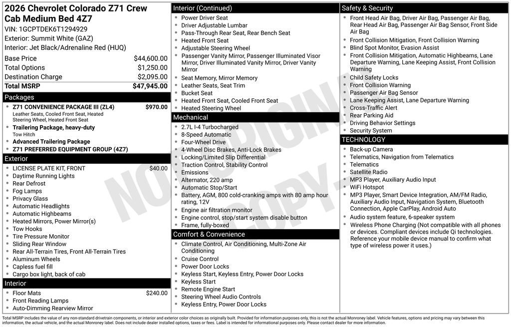 New 2026 Summit White Chevrolet Z71 image 25