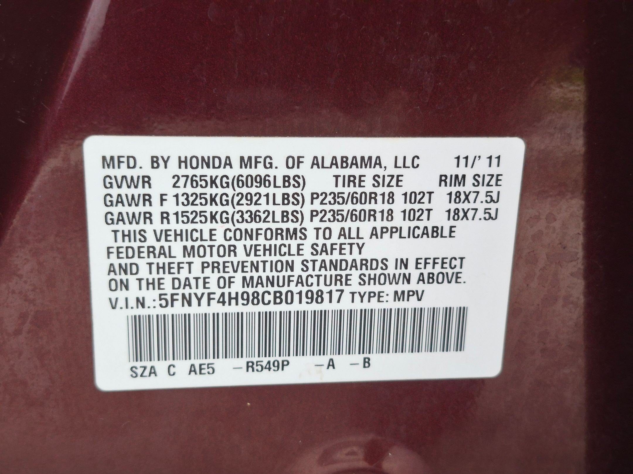 Used 2012 Maroon Honda Touring image 34