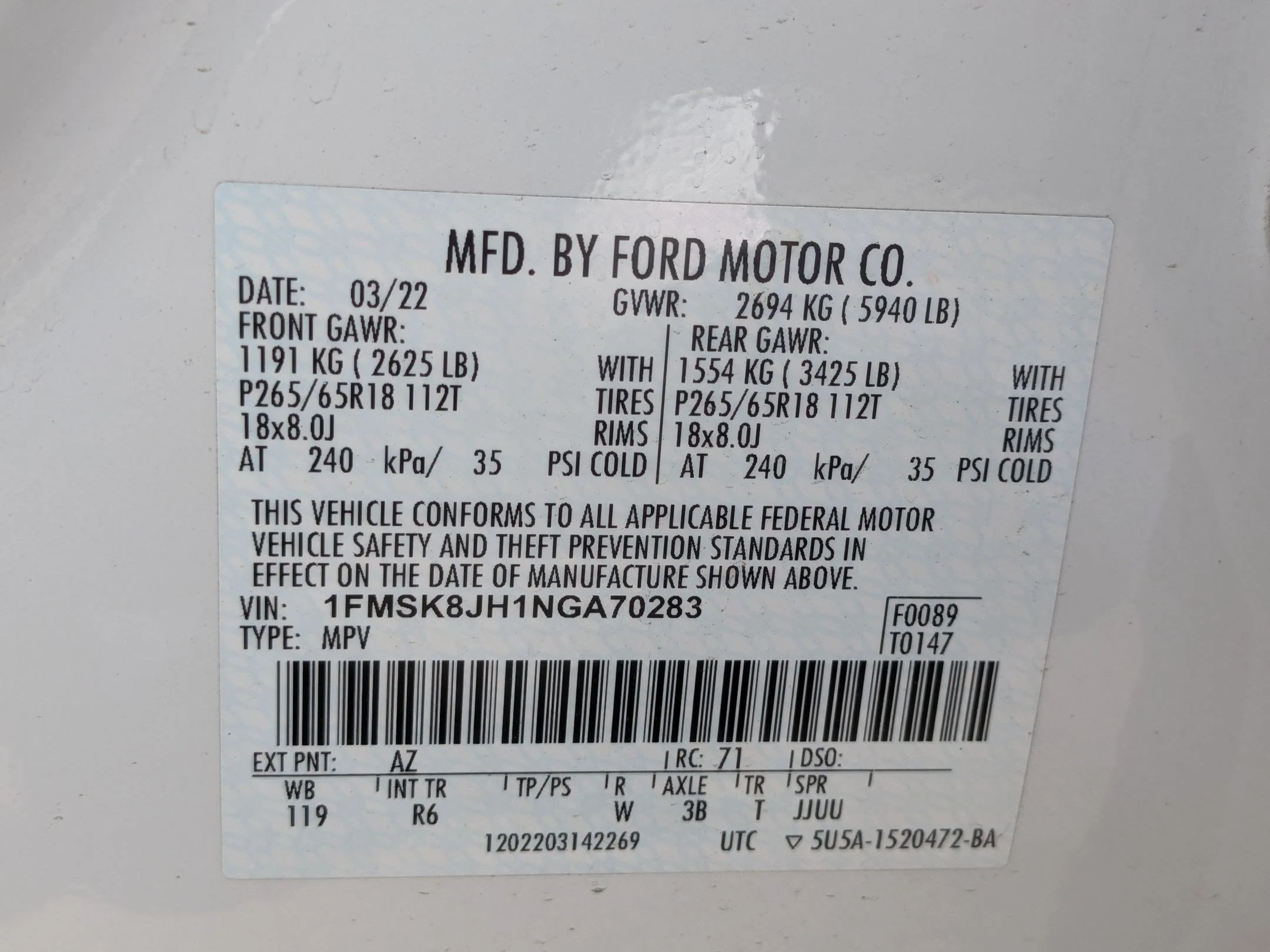 Used 2022 White Metallic Ford Timberline image 35