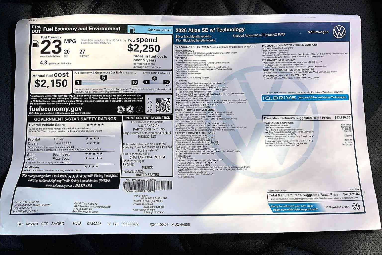 New 2026 Silver Mist Metallic Volkswagen 2.0T SE W/TECHNOLOGY image 18