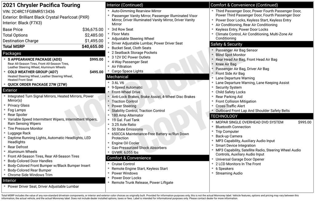 Used 2021 Black Chrysler Touring image 43