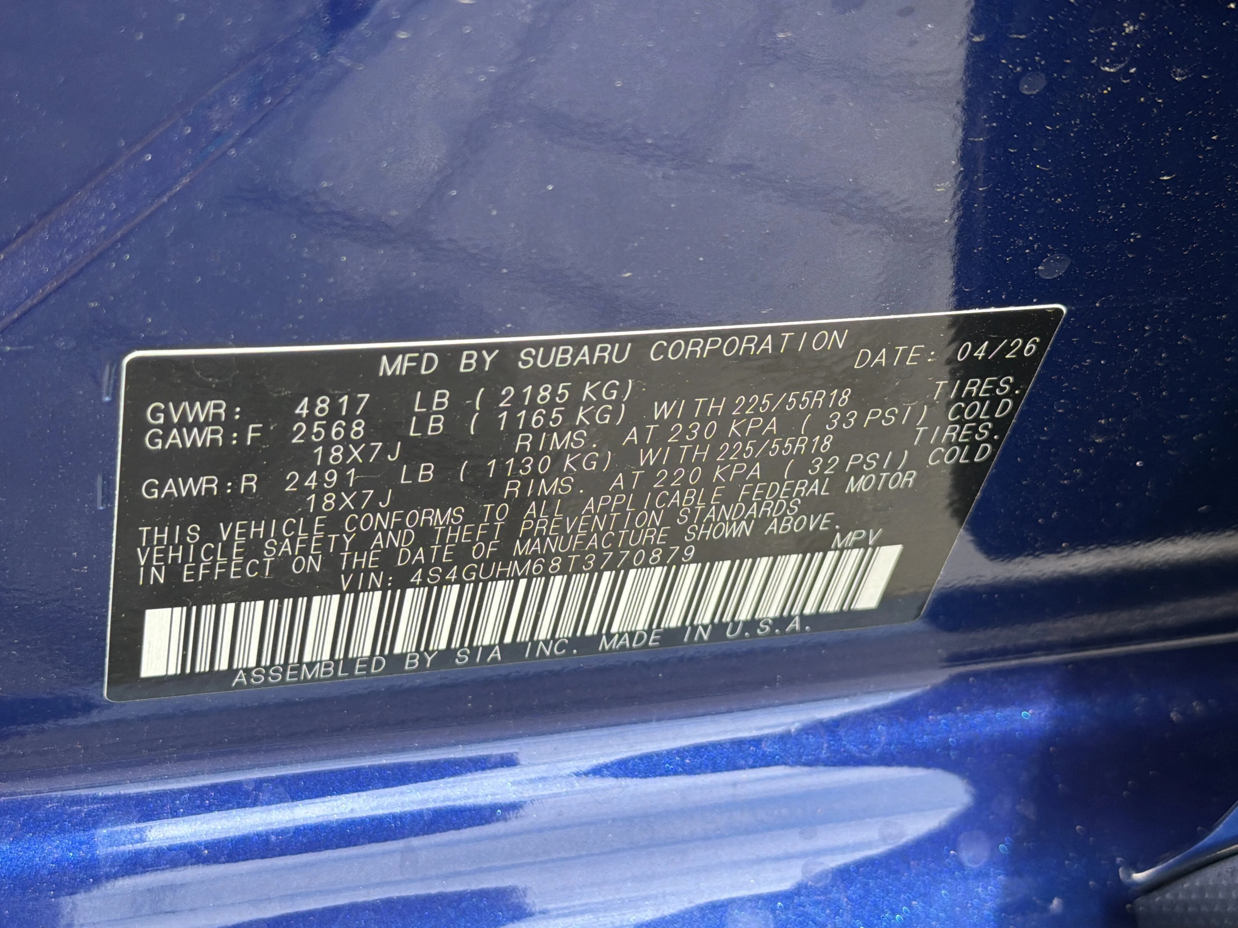 New 2026 SAPPHIRE BLUE PEARL Subaru Limited image 30