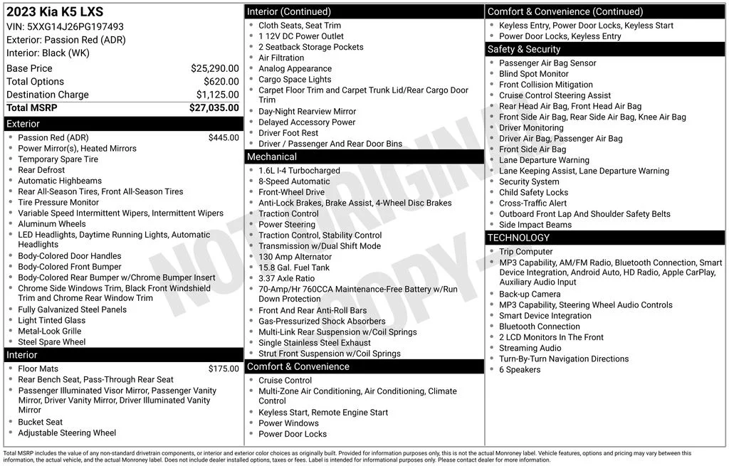 Used 2023 Red Kia LXS image 16