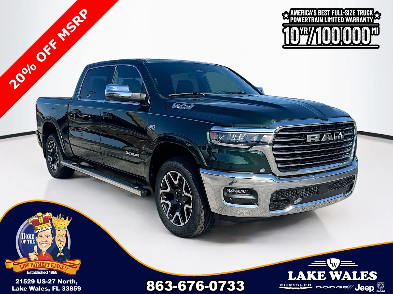 New 2026 Serrano-Green Metallic Exterior Paint RAM LARAMIE image 1