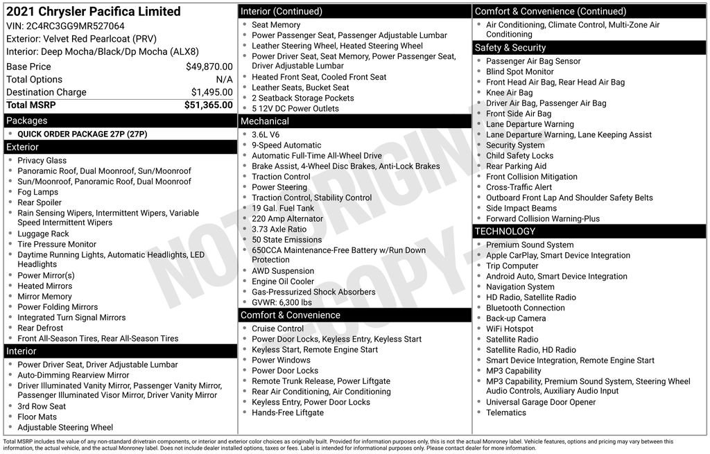 Used 2021 Red Chrysler Limited image 2