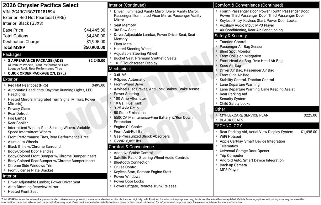 New 2026 Red Hot Pearl-Coat Exterior Paint Chrysler Select image 6