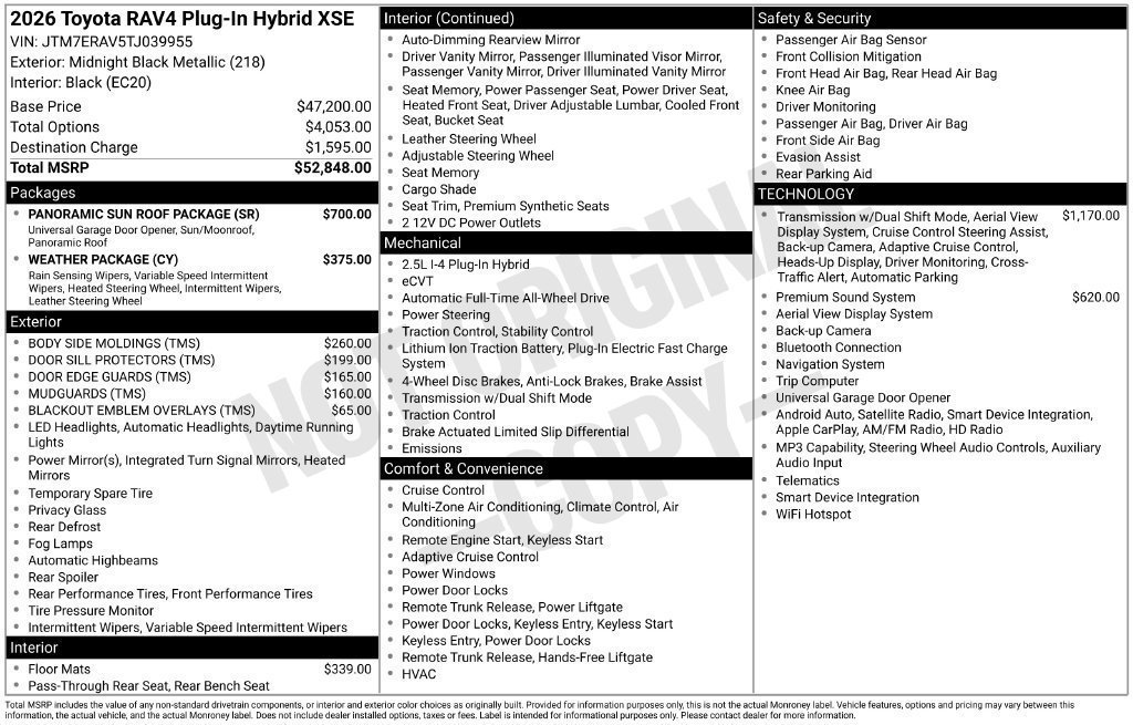 New 2026 Midnight Black Metallic Toyota  XSE image 2