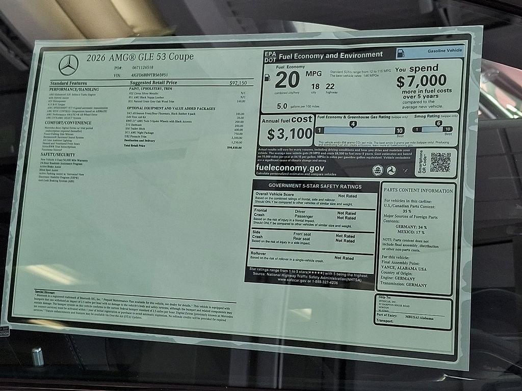 New 2026 Cirrus Silver Metallic Mercedes-Benz GLE 53 AMG® image 27
