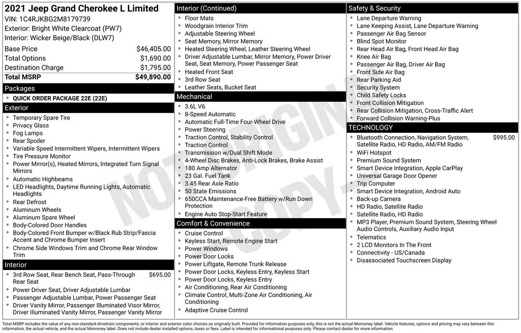Used 2021 White Jeep Limited image 6