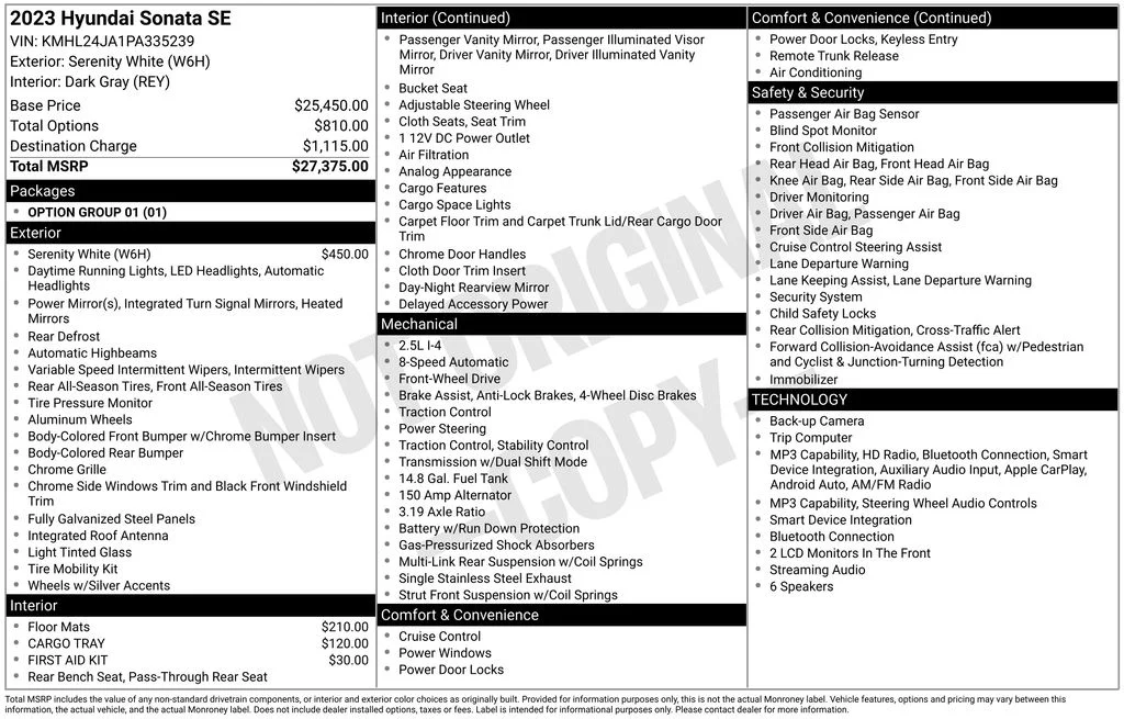 Used 2023 White Hyundai SE image 17