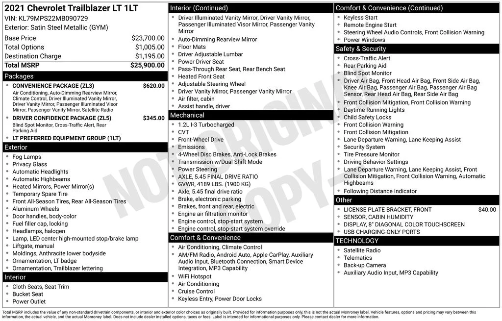 Used 2021 Gray Chevrolet LT image 2