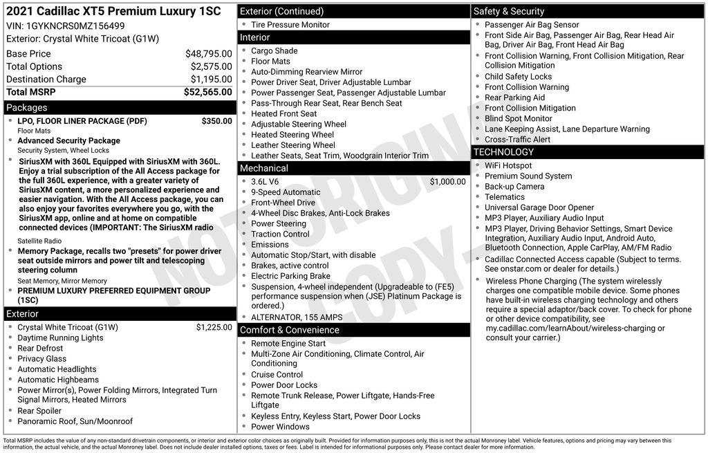 Used 2021 White Cadillac Premium Luxury image 7
