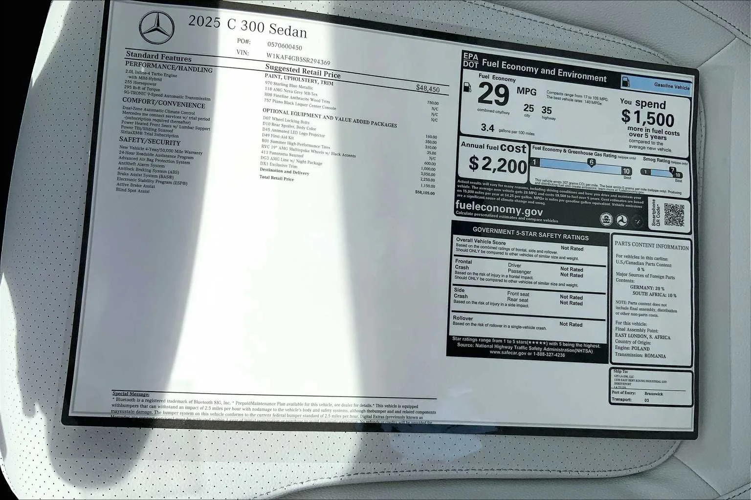 New 2025 Starling Blue Metallic Mercedes-Benz C 300 image 16
