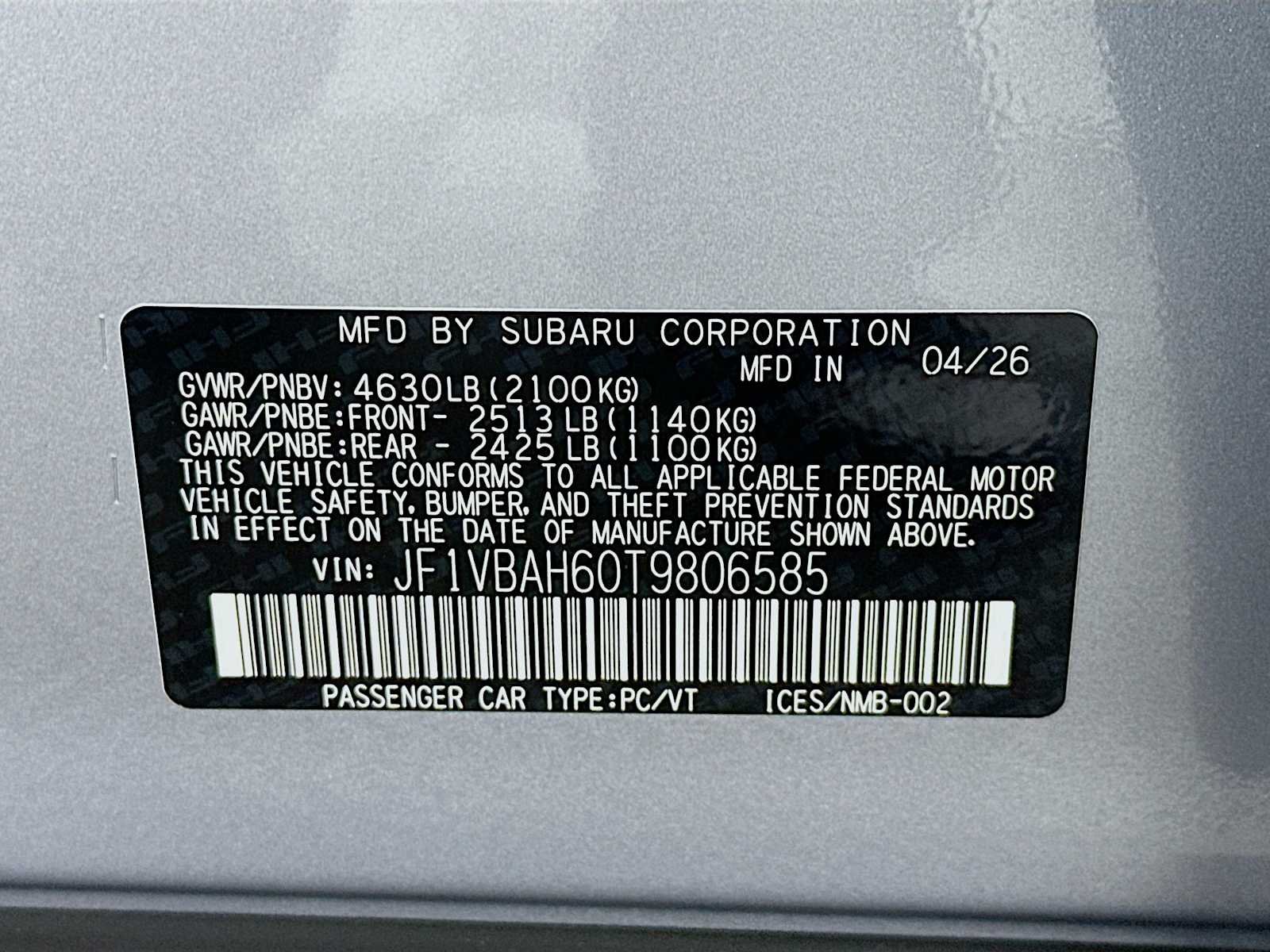New 2026 ICE SILVER METALLIC Subaru Base image 28