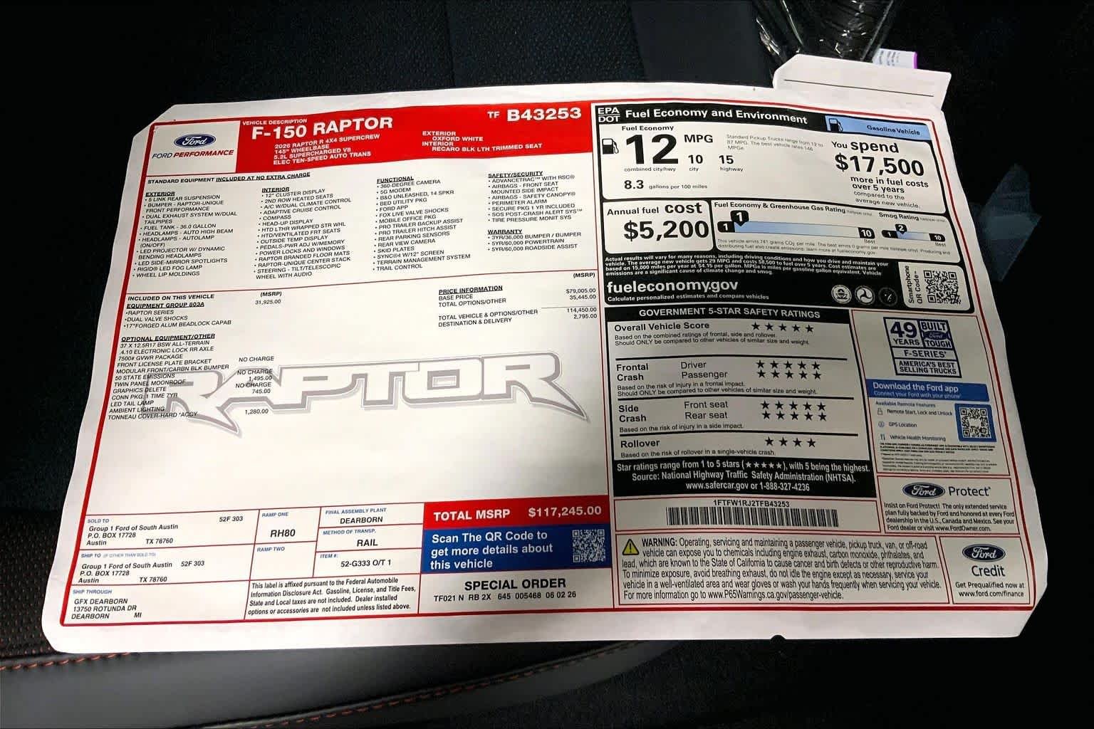 New 2026 Oxford White Ford Raptor image 20
