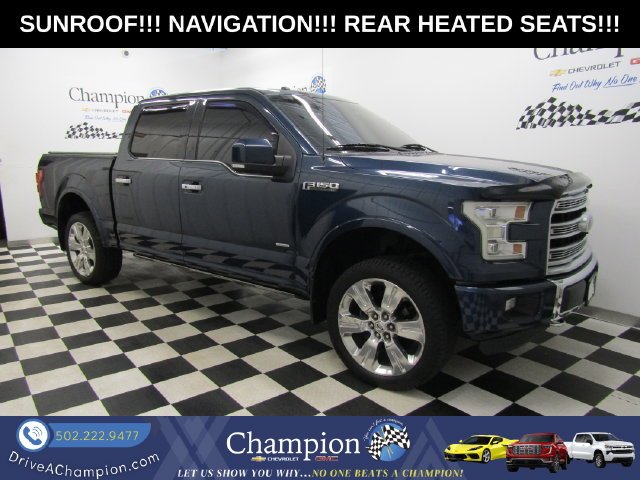 Blue 2016 Ford F-150 Pickup Truck Four-Wheel Drive