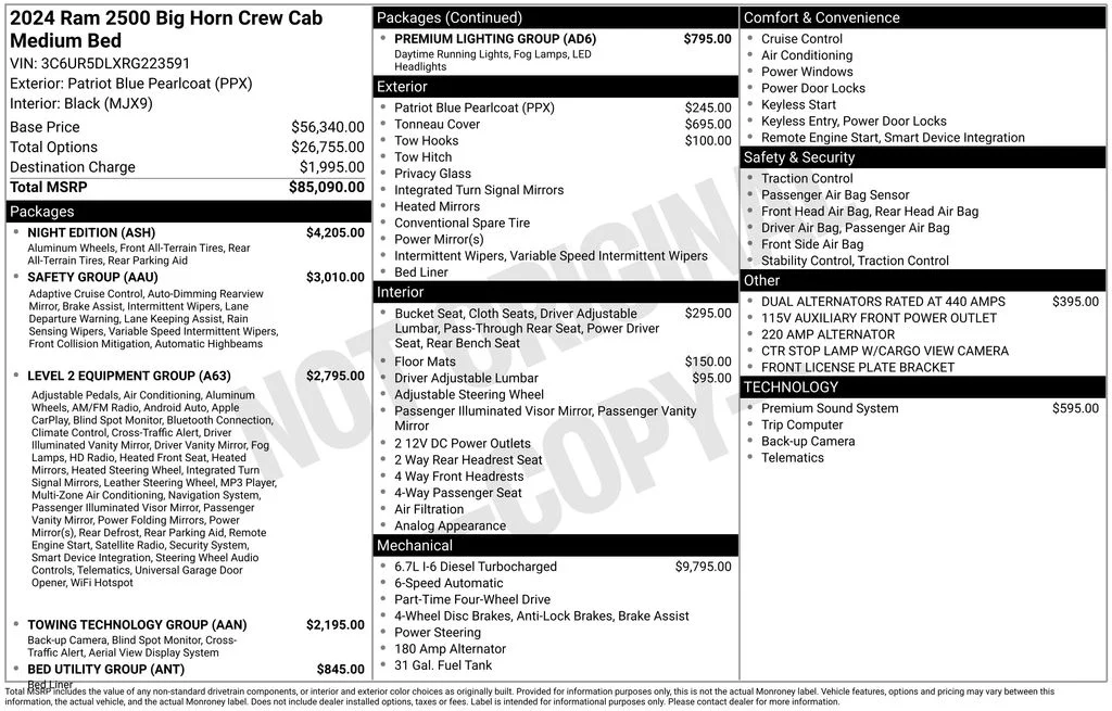 New 2024 Patriot Blue Pearl-Coat Exterior Paint RAM Big Horn image 6
