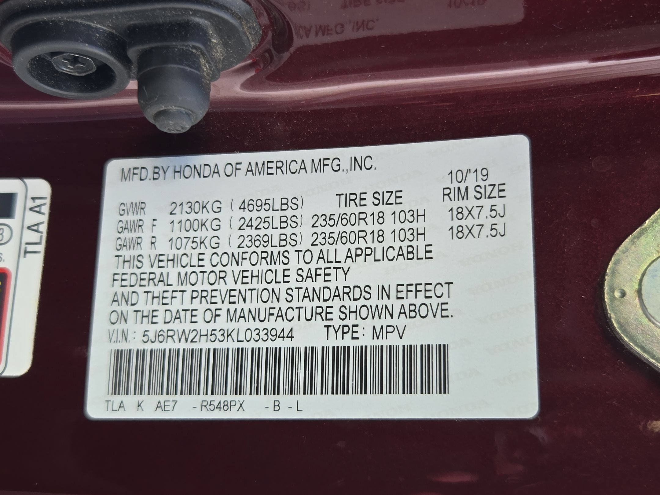 Used 2019 Molten Lava Pearl Honda EX image 25