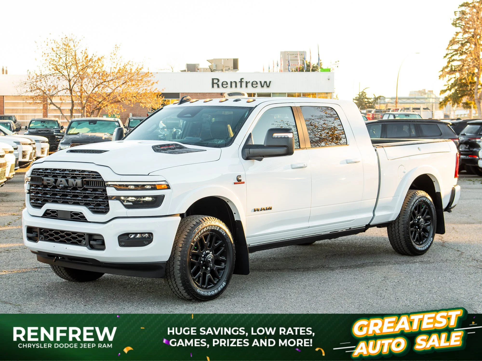 New 2027 White RAM Limited Night* Mega Cab 4x4, Sunroof, Passenger Screen, Ultra Premium Leather Seats image 1