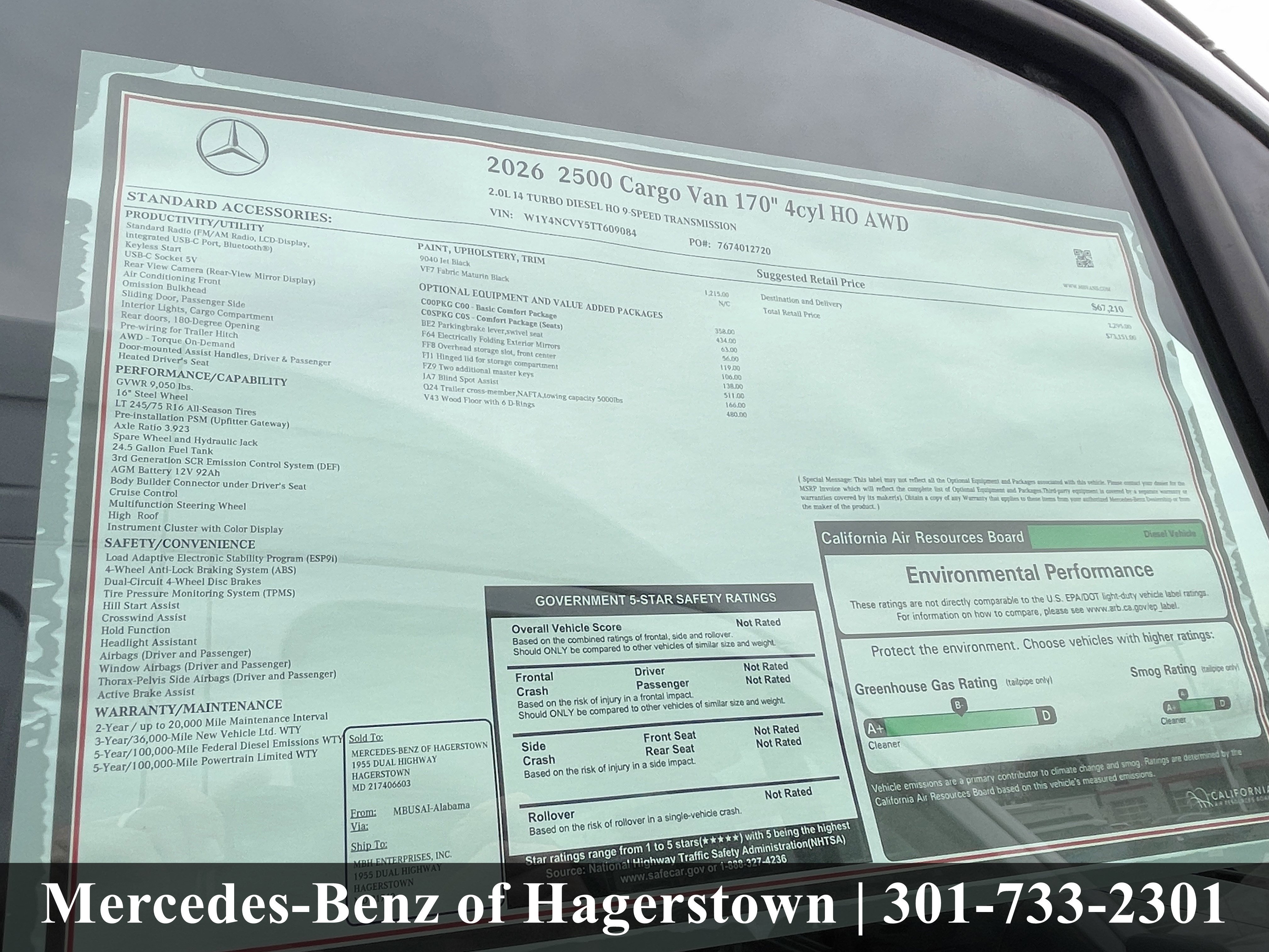 New 2026 Jet Black Mercedes-Benz 2500 High Roof I4 Diesel HO 170 AWD image 21