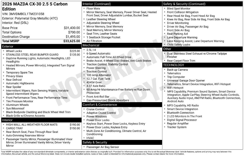 New 2026 Polymetal Gray Metallic Mazda 2.5 S Carbon Edition AWD image 3