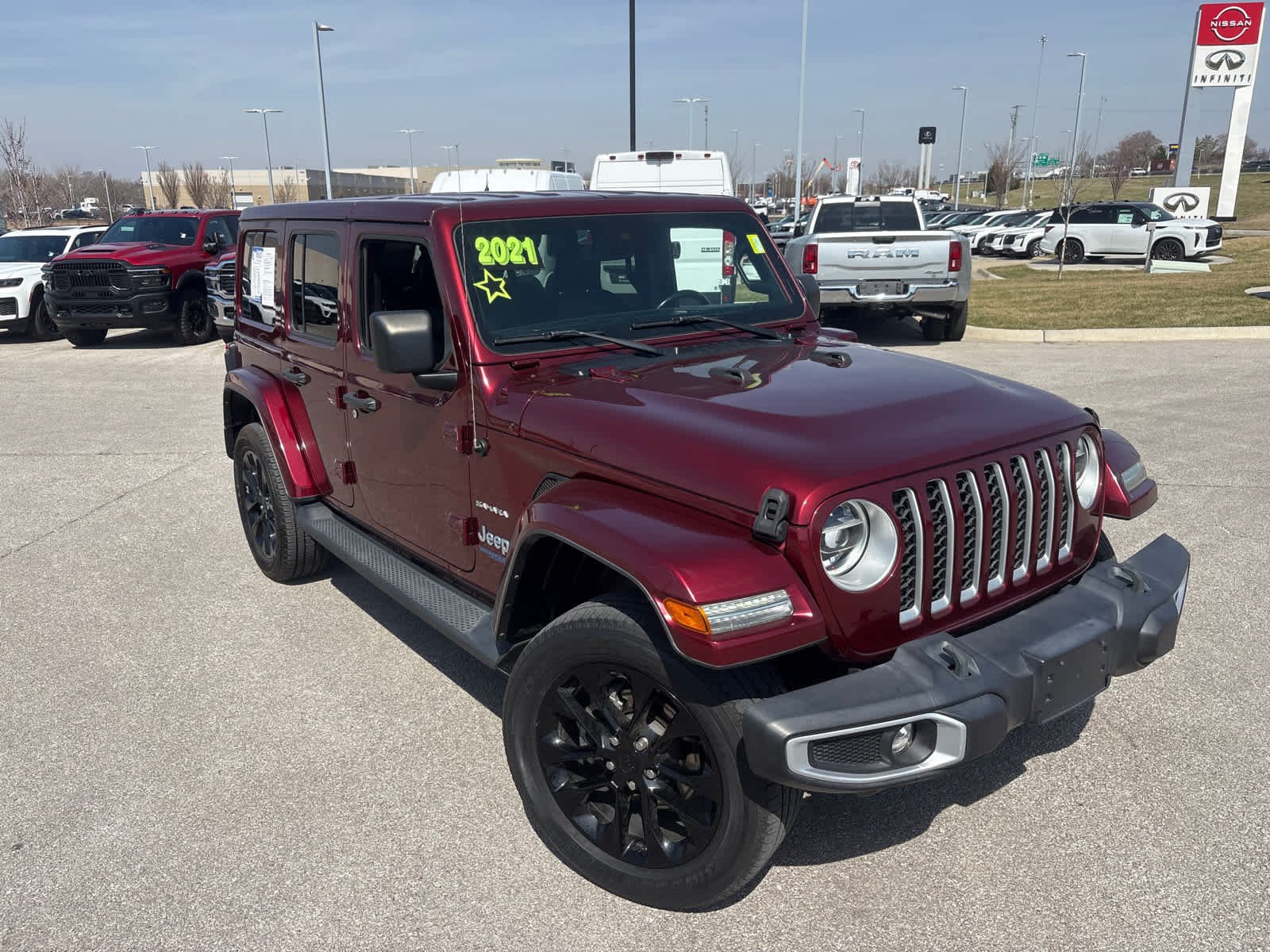 Used 2021 Jeep Wrangler Unlimited Sahara 4XE with VIN 1C4JJXP61MW766116 for sale in Shawnee, KS