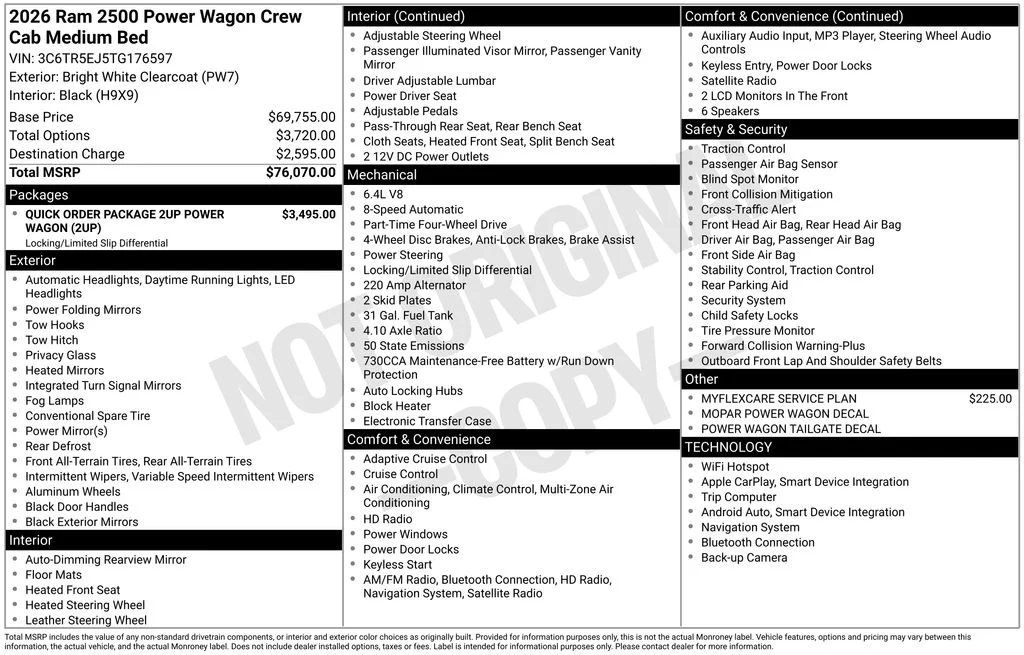New 2026 Bright White Clear-Coat Exterior Paint RAM Power Wagon image 7