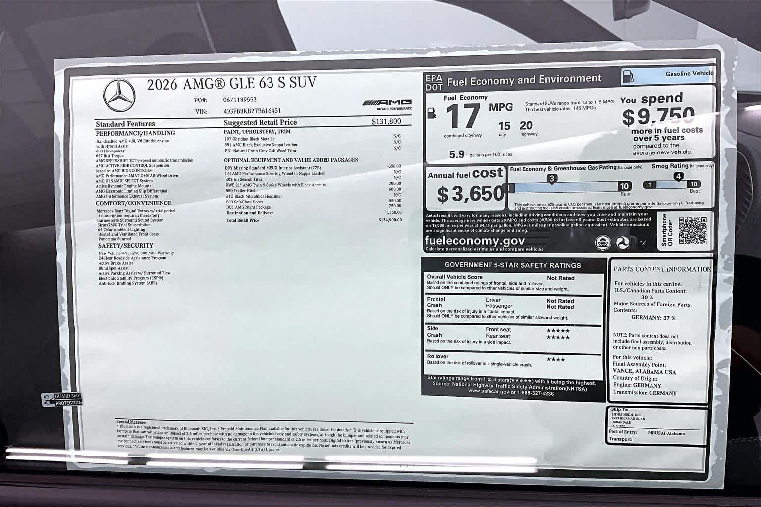 New 2026 Obsidian Black Metallic Mercedes-Benz AMG® GLE 63 S 4MATIC+ SUV image 26