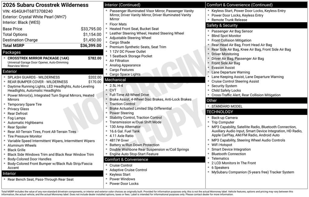 Used 2026 White Subaru Wilderness image 2