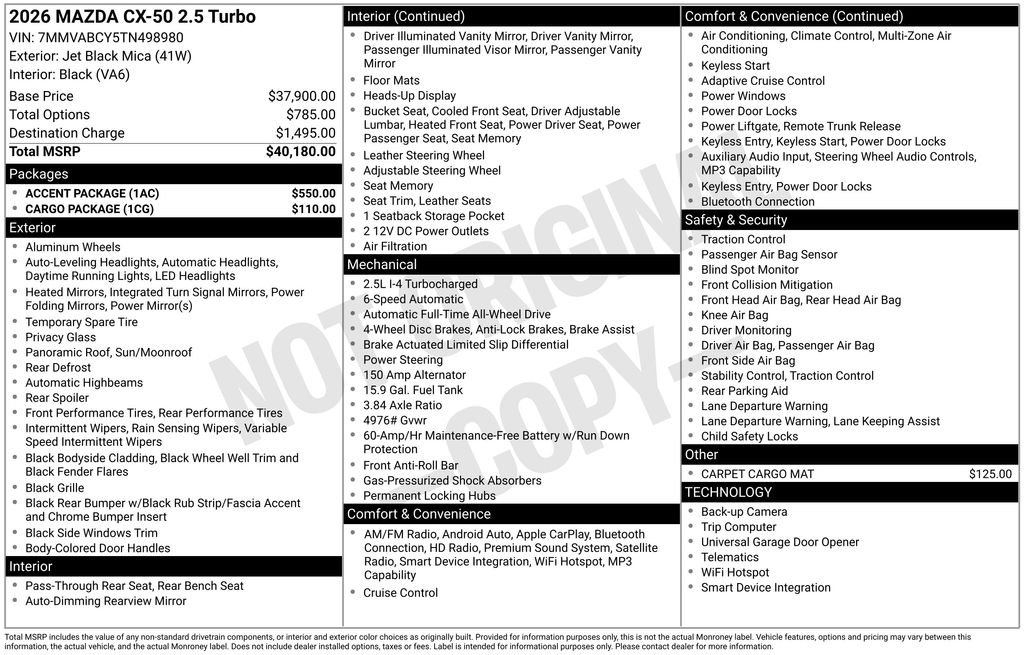New 2026 Jet Black Mica Mazda 2.5 Turbo AWD image 4